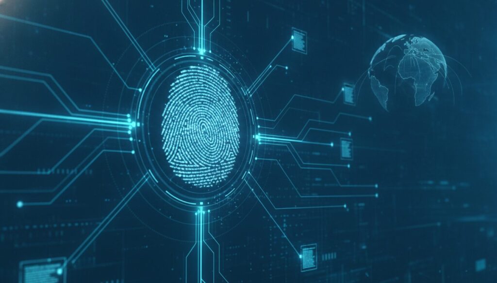 Executivo orientando cliente em cenário fintech com grafismos sutis, representando resolução de conflito em atendimento financeiro