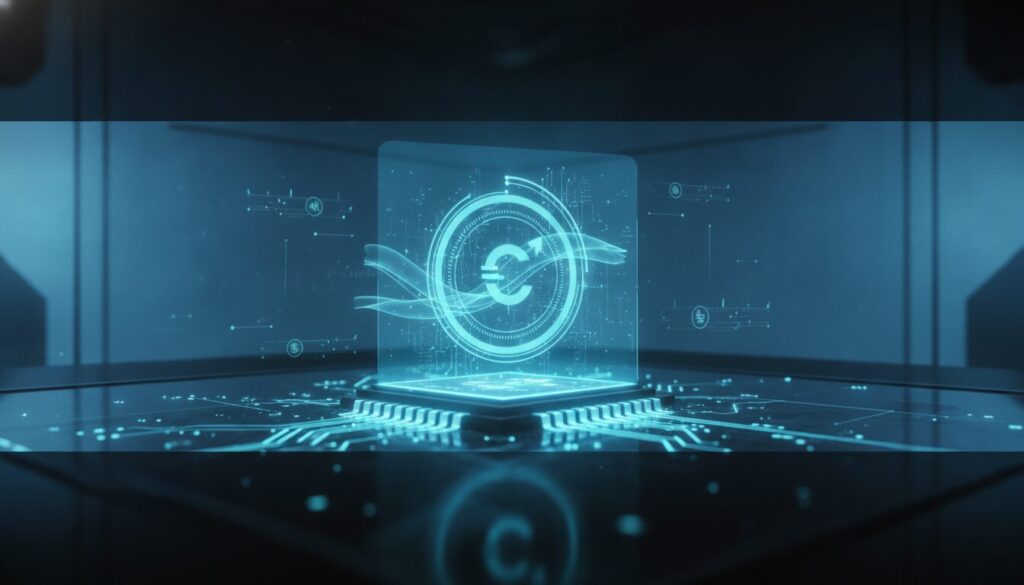 Executivo meio-corpo em ambiente fintech moderno, ilustrando atendimento e orientacao sobre salario minimo canada com grafismos sutis
