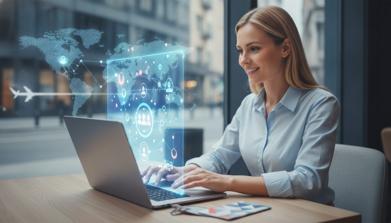 Executivo orientando cliente em cenário fintech com elementos gráficos sutis sobre Registros Bacen