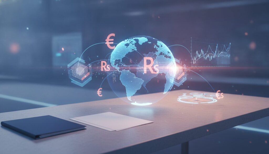Pessoa executiva orientando sobre registros Bacen em ambiente fintech com elementos gráficos sutis