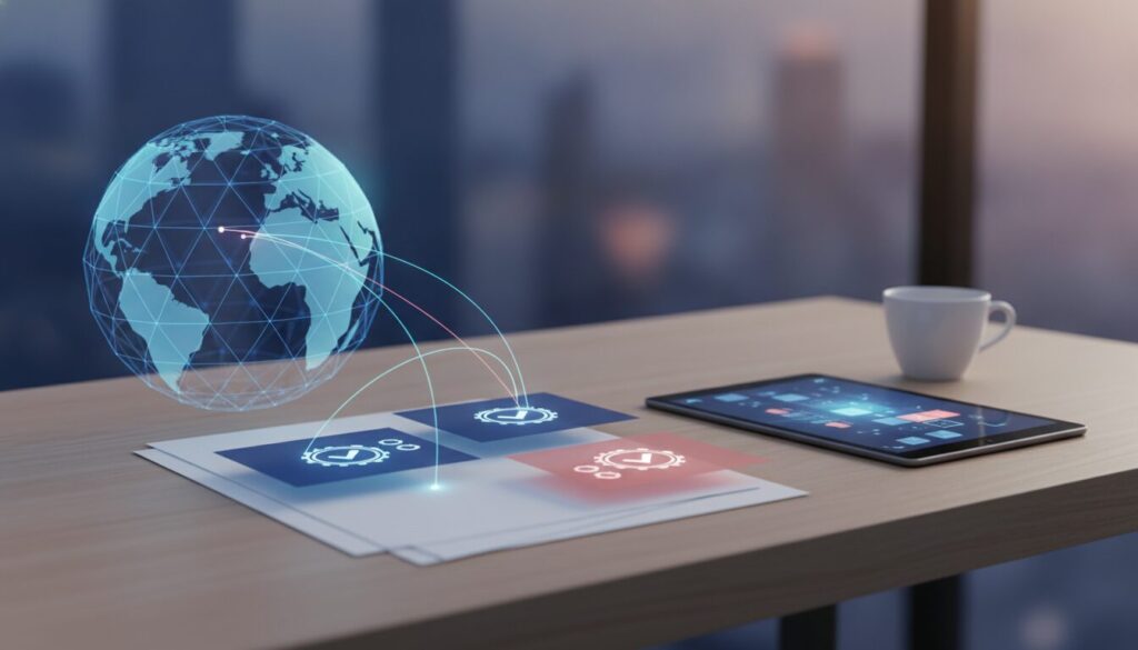 Executivo meio-corpo em fintech com overlay discreto e grafismos, para Safra Distribuidora de Títulos e Valores Mobiliários Ltda