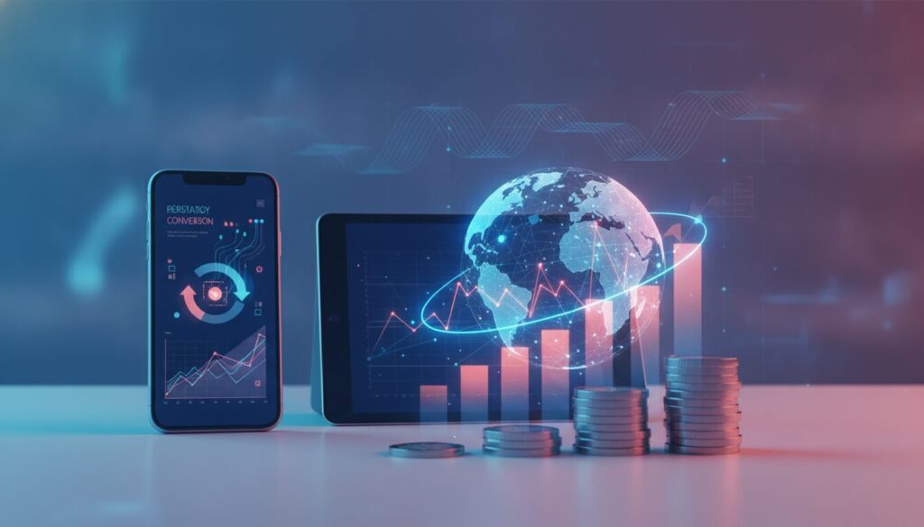 Executivo orientando cliente em ambiente fintech moderno com grafismos sutis, Banco KEB HANA DO BRASIL S.A.