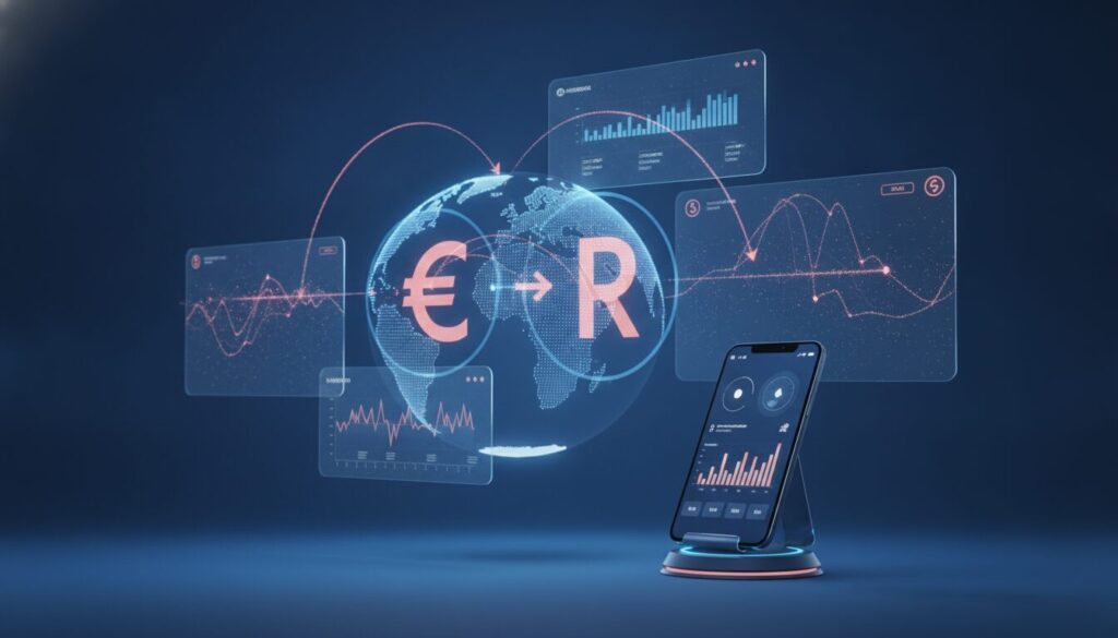 Executivo orientando cliente em ambiente fintech com overlay discreto e elementos tecnológicos sutis, Turismo Exterior Nova Zelândia