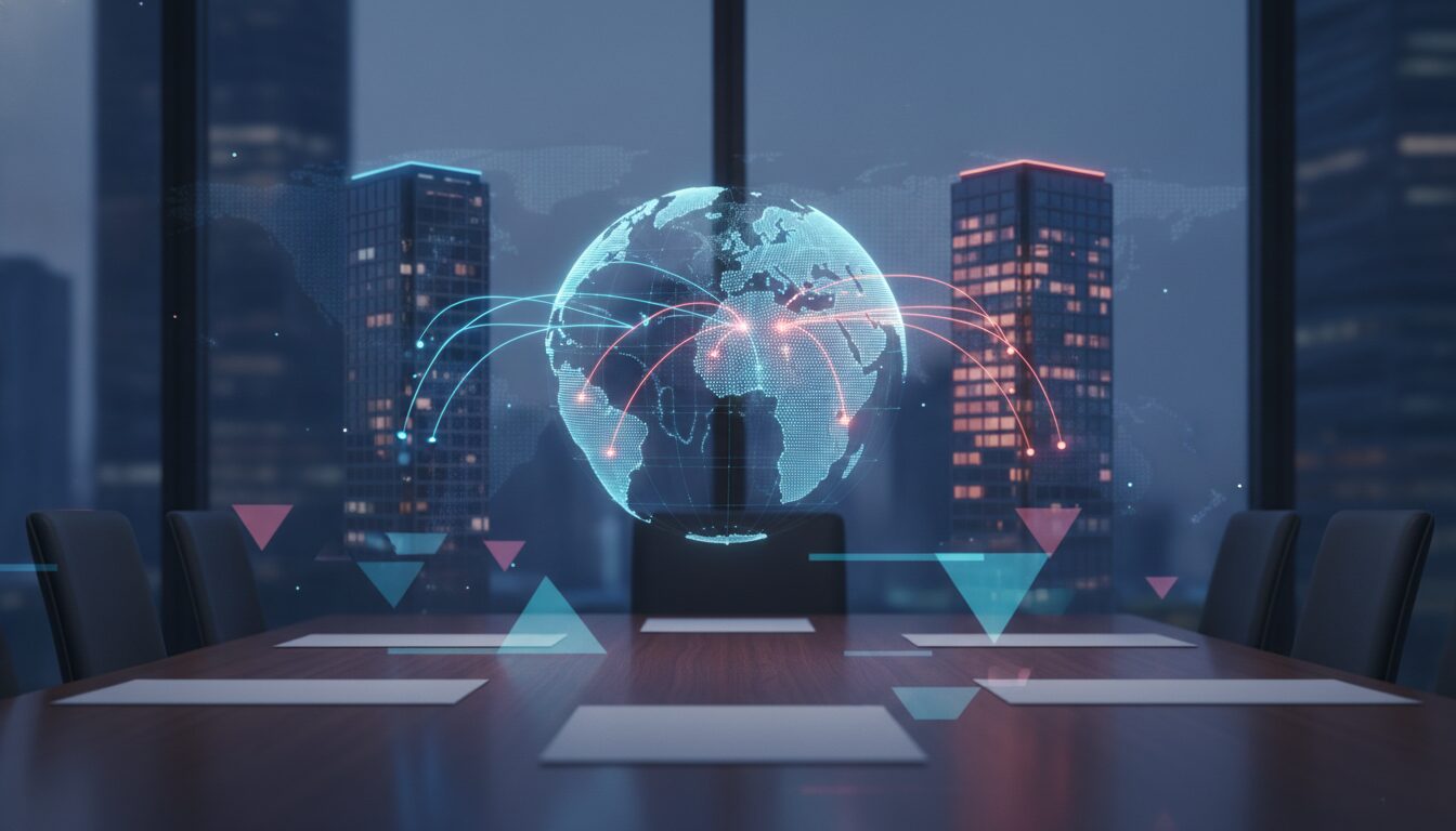 Exportação Laranja: Atendimento Corporativo Em Fintech Executivo orientando cliente em ambiente fintech, conceito de Exportação Laranja.