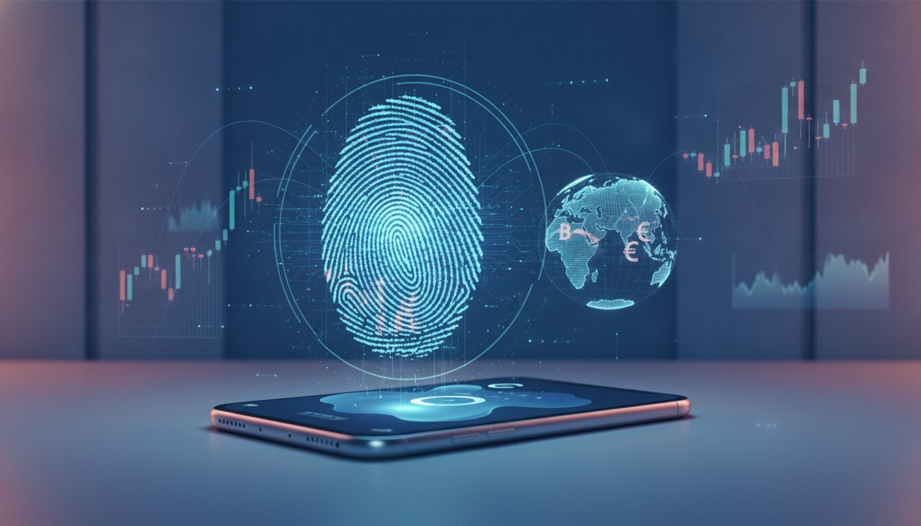 Executivo explicando processo de remessas em ambiente fintech, com elementos gráficos sutis — AGK CORRETORA DE CAMBIO S.A.