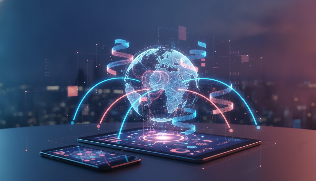 Atendimento Executivo Sobre Custo de Vida Europa Em Fintech Profissional fintech explicando Custo de Vida Europa com overlay gráfico abstrato e fundo tecnológico